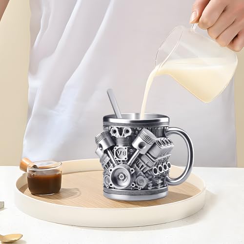 V8-Motor Kaffeebecher aus Edelstahl