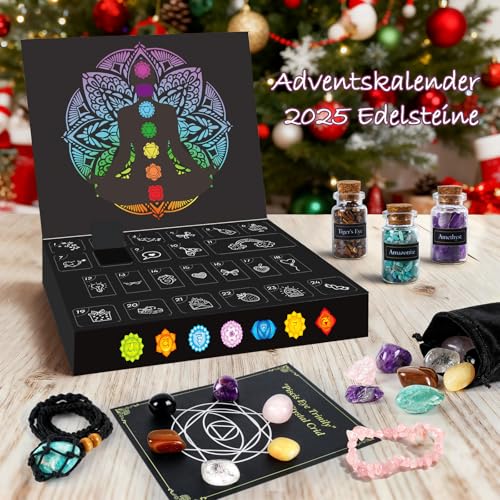 Kristall-Adventskalender mit 24 Edelsteinen