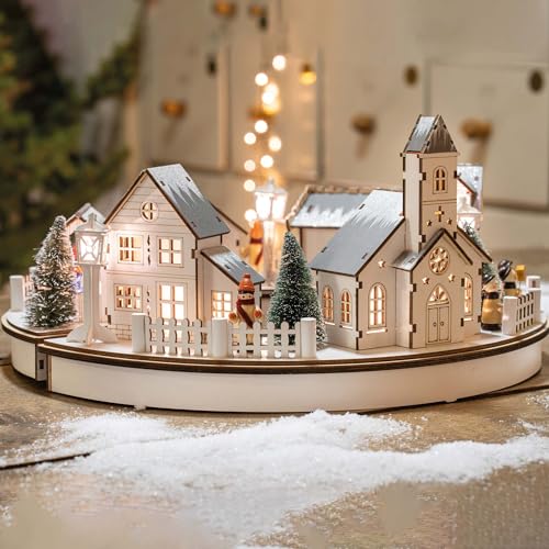 Hellum LED-Weihnachtsdorf aus Holz