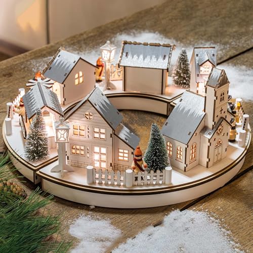 Hellum LED-Weihnachtsdorf aus Holz Detail